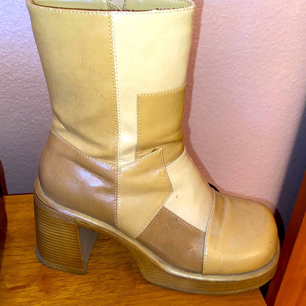 Tan vintage platform boots
